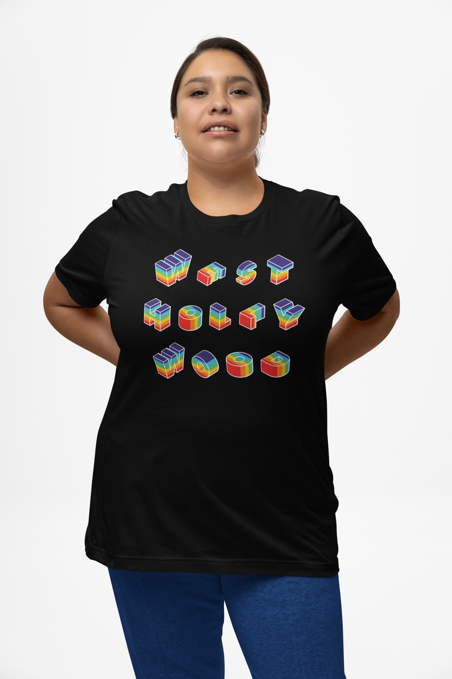 West Hollywood Rainbow 3D Text shirt