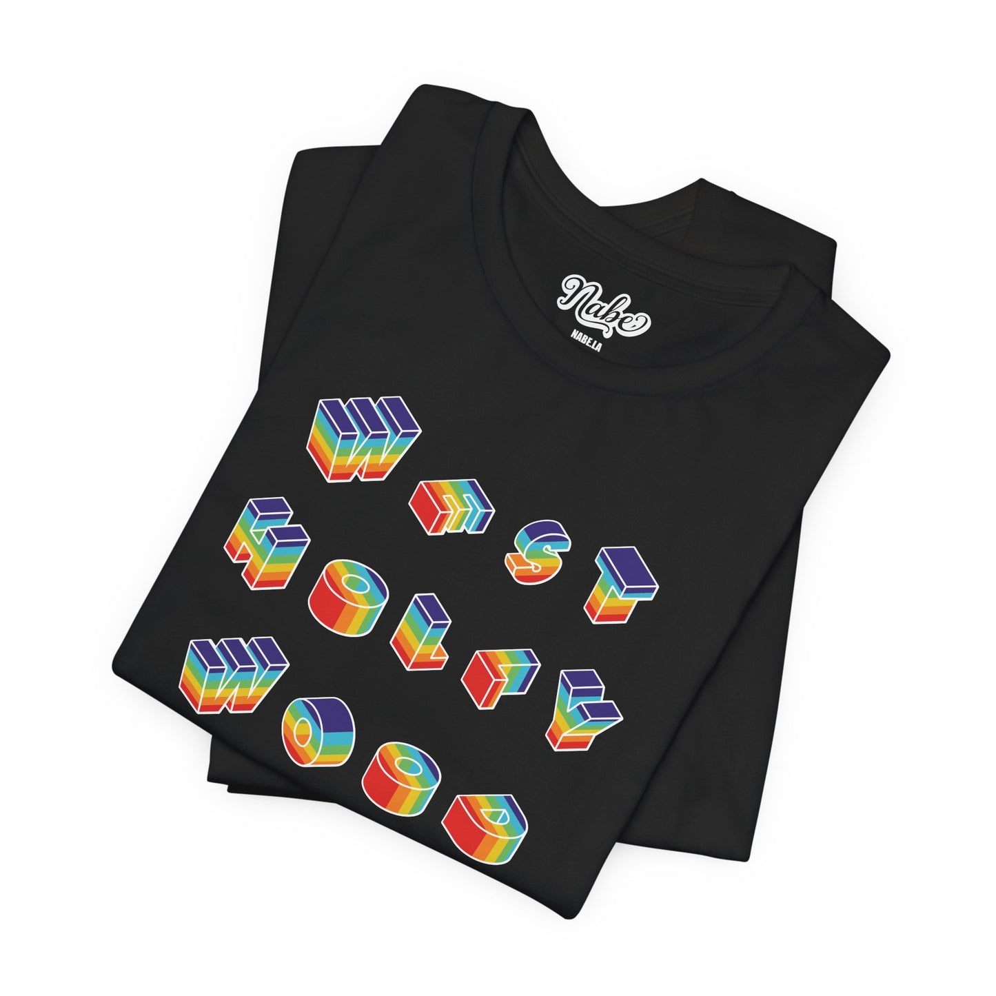 West Hollywood Rainbow 3D Text shirt